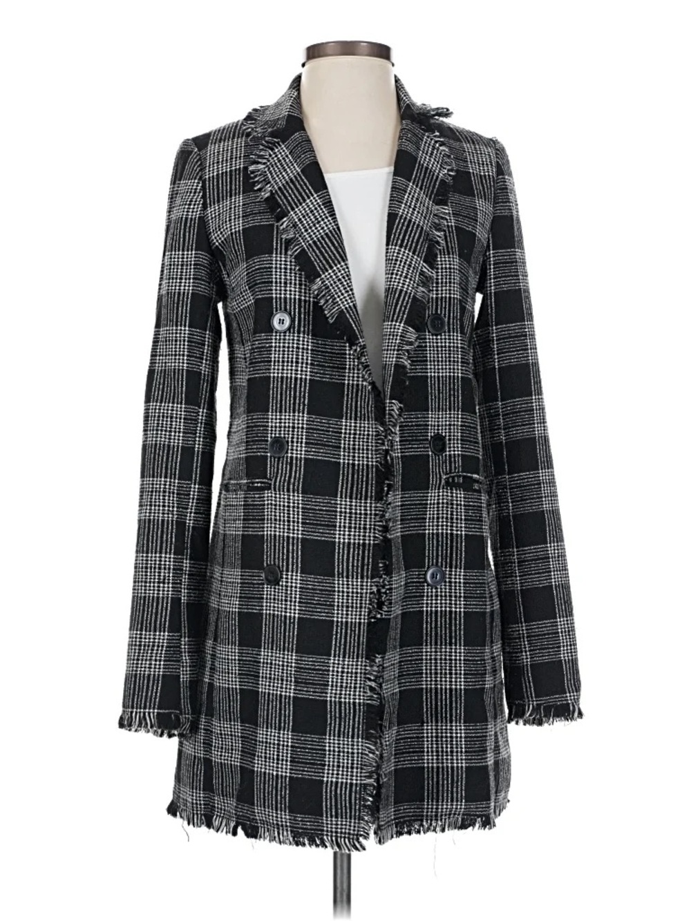 Carolina belle Black & White Plaid Double-Breasted Women's Coat medium